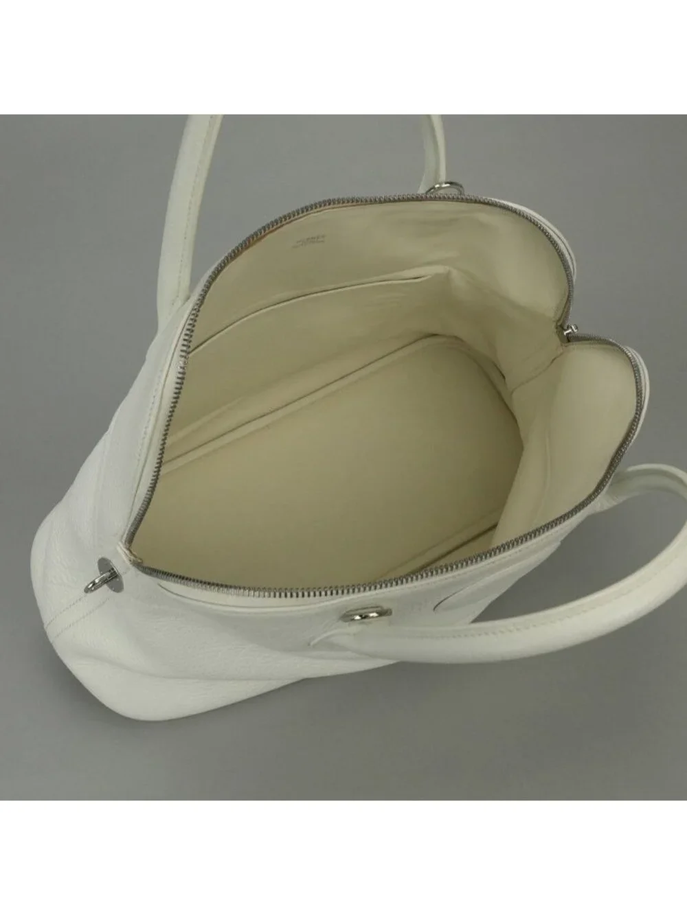 Hermes Bolide 35 Tote Shoulder Bag Fjord White Silver
